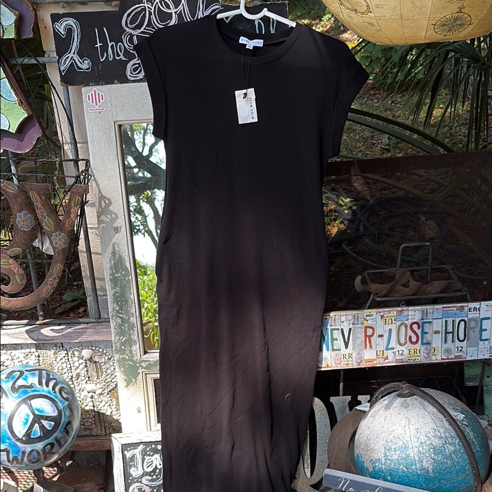 Miou Muse Brown Ribbed Maxi Bodycon Style Dress